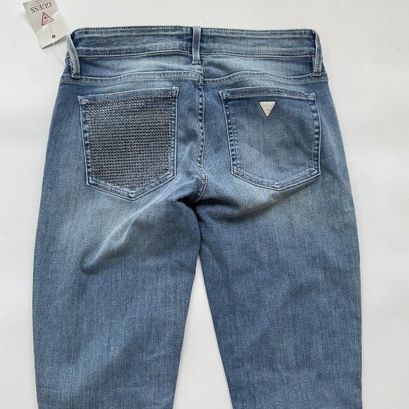 Guess Women’s Kate Skinny Low Rise Jeans Light Blue Studded Pocket Size 27 - Picture 10 of 13